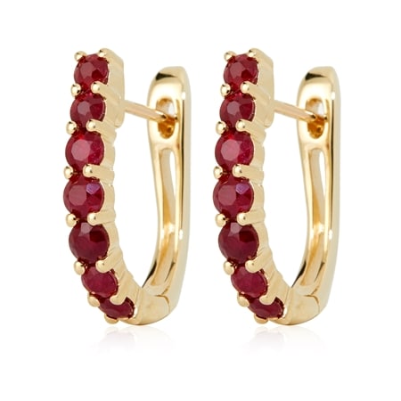 1.20ct Tanzanian Ruby Hoop Earrings 9ct Yellow Gold
