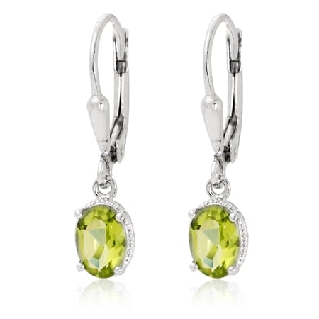1.58ct Peridot Oval Drop Earrings Sterling Silver