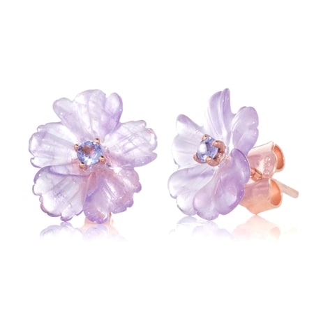 Gems en Vogue 4.5ct Amethyst & 0.1ct Tanzanite Stud Earrings Sterling Silve