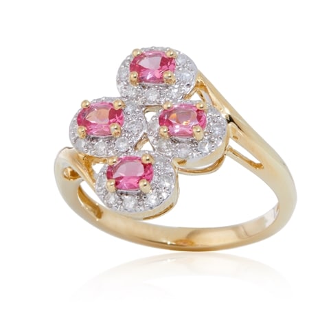 0.65ct Mahenge Hot Pink Spinel & 0.32ct Diamond Statement Ring 9ct YG