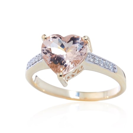 1.90ct Mozambique Morganite & Diamond Accent Heart Ring 9ct YG