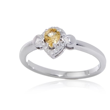 0.68ct Brazilian Canary Tourmaline & Diamond Accent Ring 9ct WG