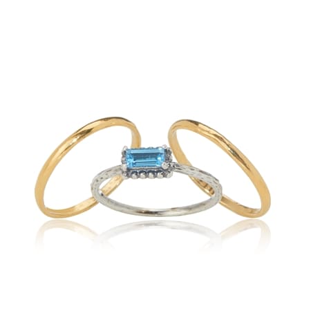 Danny Newfeld Blue Topaz Set of 3 Stacking Rings Sterling Silver