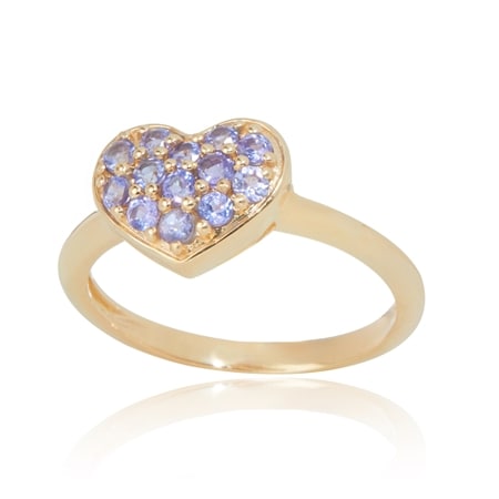 0.61ct Tanzanite Cluster Heart Ring 9ct Yellow Gold