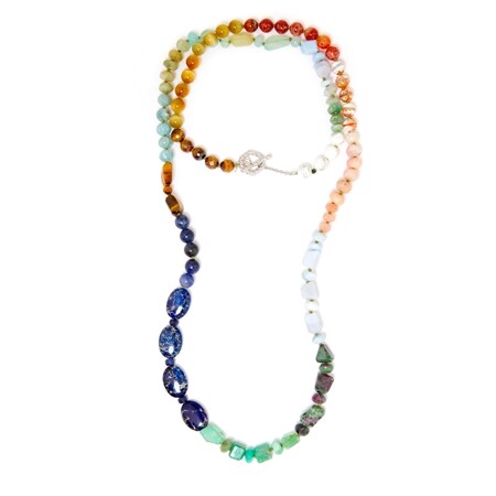 TVSN - Hilary Joy SS Rhodium Multi Gemstone necklace