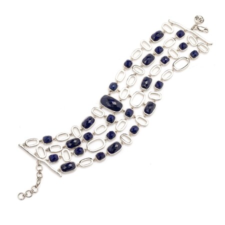 TVSN - Hilary Joy 55.3ct Lapis Multi Row Gala Bracelet Platinum SS