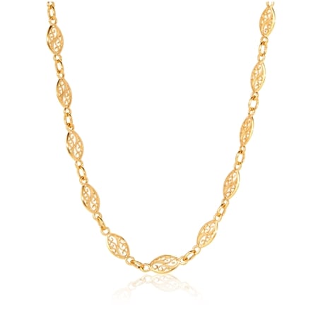 9ct Yellow Gold Filigree Oval Link Chain 60cm