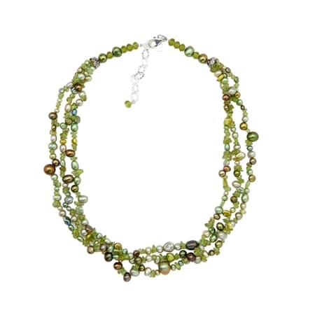 Amy Kahn Russell Peridot & Freshwater Pearl Necklace Sterling Silver