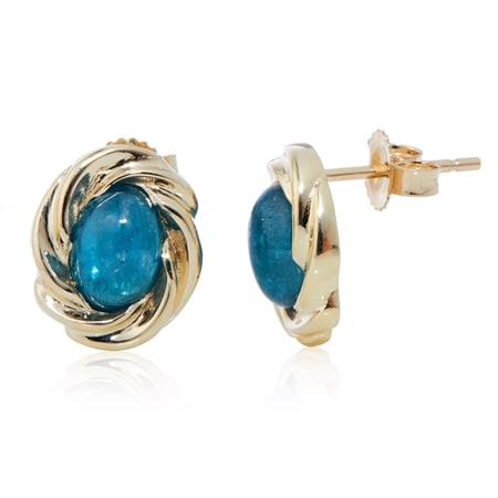 1.61ct Australian Kyanite Oval Twisted Stud Earrings 9ct YG