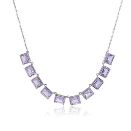 Octagon Gemstone Necklace 46cm Sterling Silver