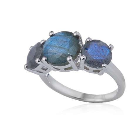 4.5ct Labradorite Trilogy Ring Sterling Silver