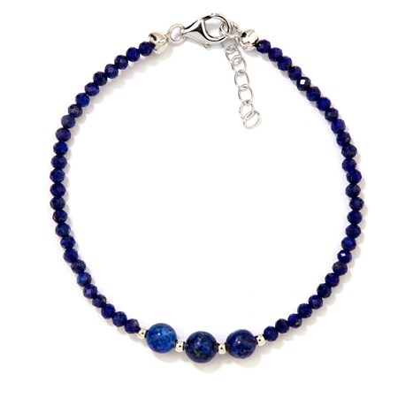 22.3ct Lapis Lazuli Beaded Bracelet Sterling Silver