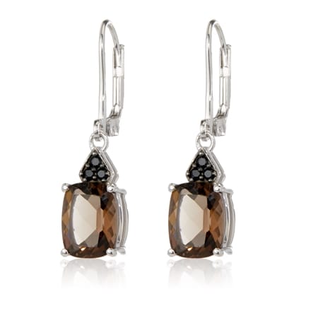 3.5ct Smoky Quartz Cushion Earrings Sterling Silver