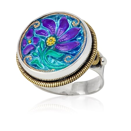 Amy Kahn Russell Flower Button Ring Sterling Silver