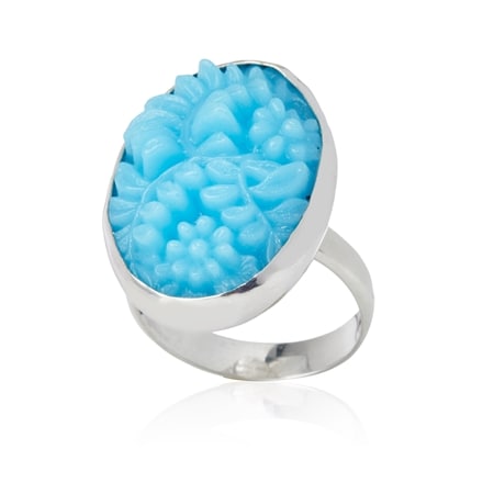 Amy Kahn Russell Vintage Glass Ring Sterling Silver