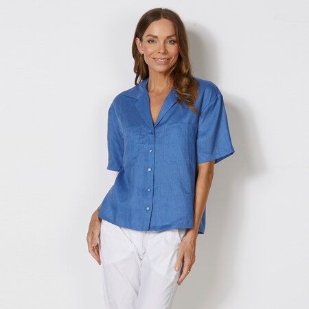 TVSN - Me & B Revere Collar 100% Linen Shirt