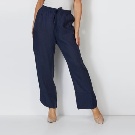 Holiday 100% Linen Navy Cliffside Pant