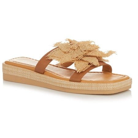 Django & Juliette Shuggie Floral Applique Mule Sandal
