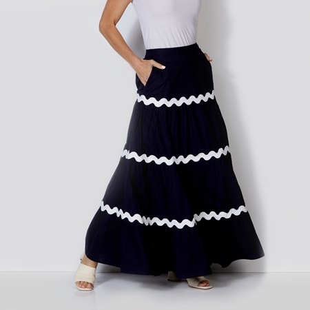Eyes on Floyd Ric Rac Cotton Midi Skirt
