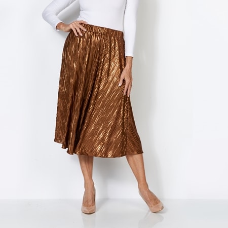 Evie Grace Metallic Pleat Pull on Skirt