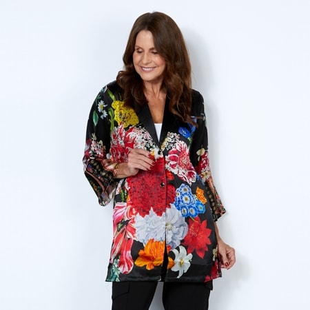 Silk Islands Angelina Coat with Lapel Collar